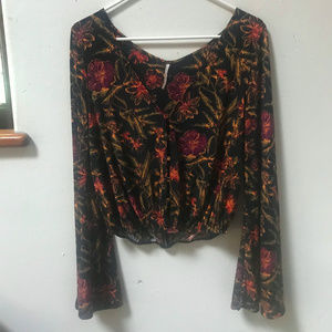 Free people bell sleeve floral peasant top